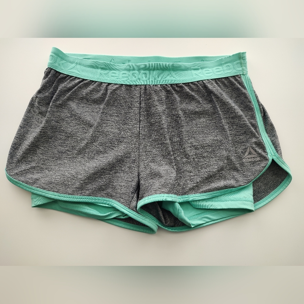 Reebok green and grey workout shorts size xs